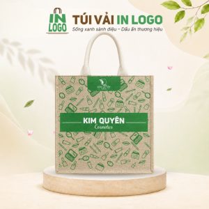Túi vải đay quà tặng in logo họa tiết mỹ phẩm màu xanh lá VĐ-01 (1)