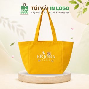 Túi canvas quà tặng dáng chữ A màu vàng quai đeo CV-28