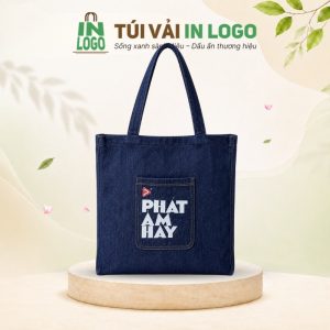 Túi canvas vải jean quà tặng in logo quai đeo thời trang CV-20