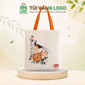 Túi vải canvas in logo FPT Telecom họa tiết chim hoa CV-09