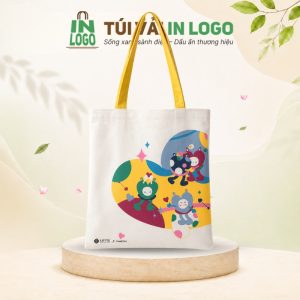 Túi vải canvas in logo LOTTE x Caubetho quai vàng CV-11