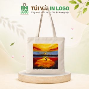 Túi vải canvas in logo quà tặng nghệ thuật tranh hoàng hôn CV-06
