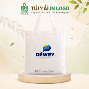 Túi vải canvas quà tặng in logo trường học màu trắng CV-01