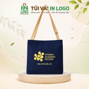 Túi vải canvas quà tặng quai chéo màu xanh navy CV-29