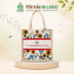 Túi vải đay in logo Đại hội Hội Chữ Thập Đỏ họa tiết vườn hoa VĐ-11