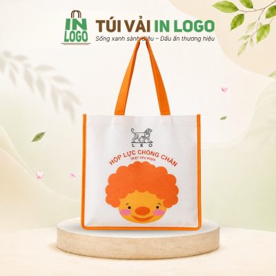 Túi vải không dệt in logo làm bao bì quai xách phối cam KD-03