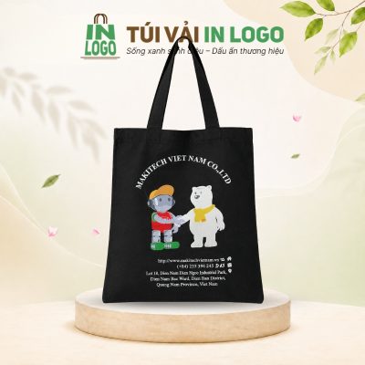 Túi vải không dệt quà tặng quai xách màu đen KD-01